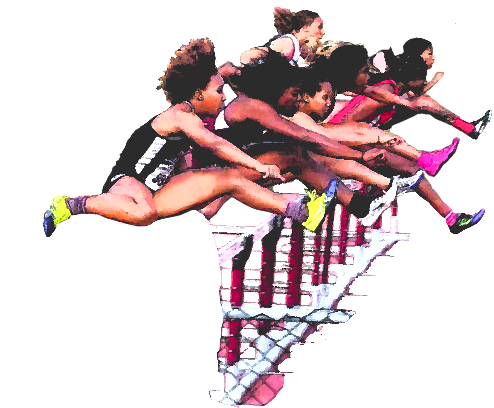 Women Jumping Over Hurdles